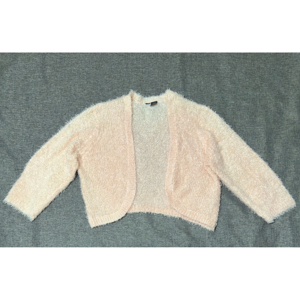 Unbranded Women 2X Cardigan Pink Eyelash Knit Open Front Shrug